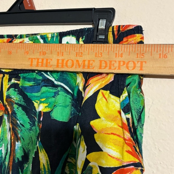 Nicole Miller 100% linen Floral Tropical Wide leg pants size L - Picture 8 of 9